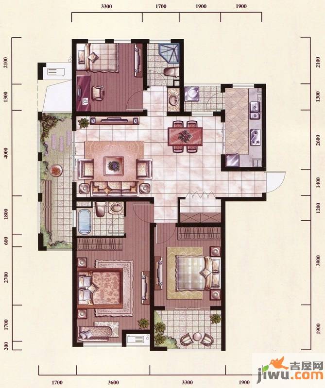 御景园c1户型图|御景园3房2厅2卫户型图_雨山御景园