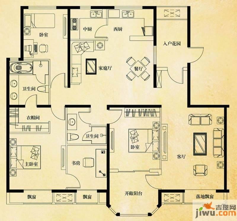 龙湖蔚澜香醍4室2厅2卫170㎡户型图