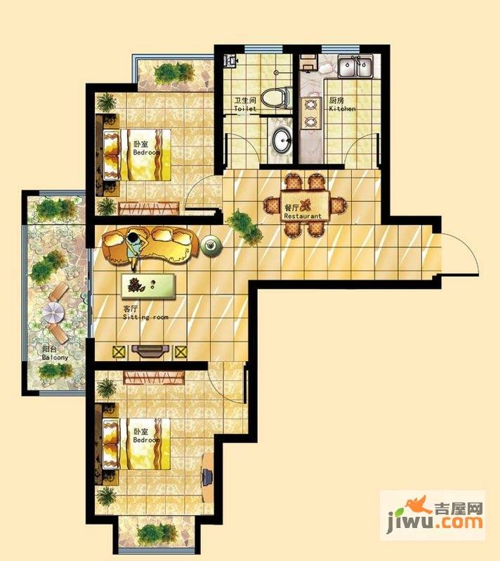 安丘壹号公馆2室2厅1卫79.7㎡户型图