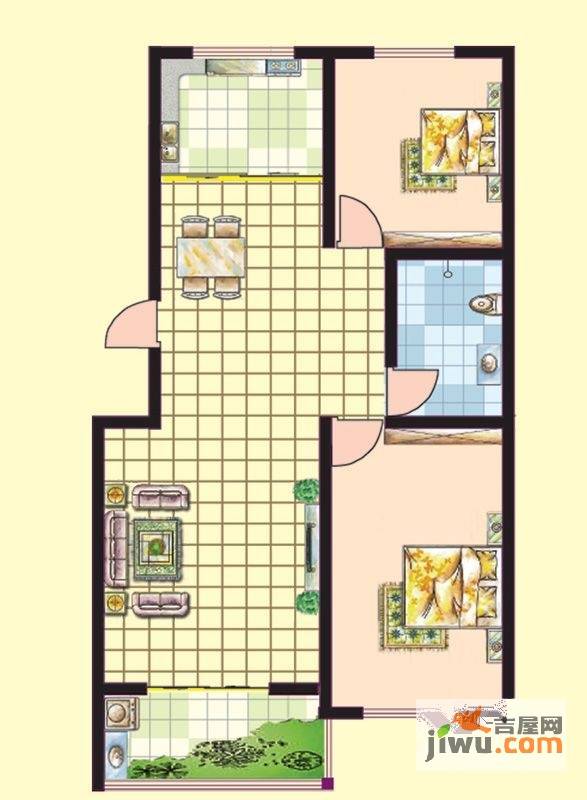 文苑二期2室2厅2卫104㎡户型图