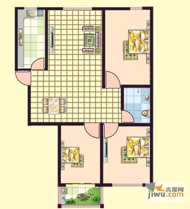 文苑二期3室2厅1卫112㎡户型图