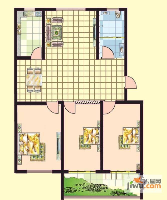 文苑二期3室2厅1卫112㎡户型图