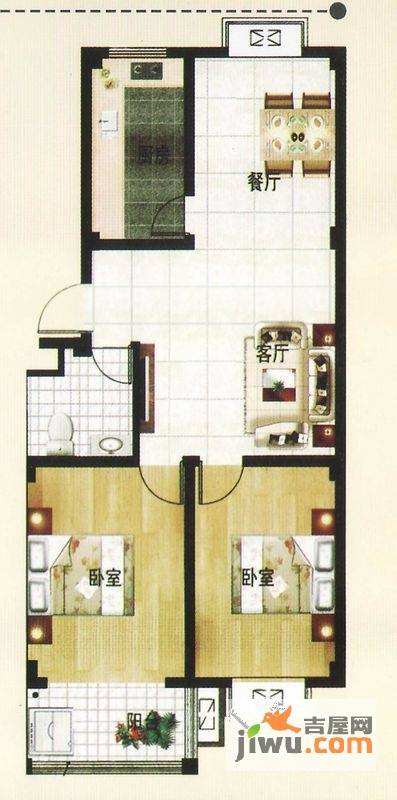 贵和苑2室2厅1卫83㎡户型图