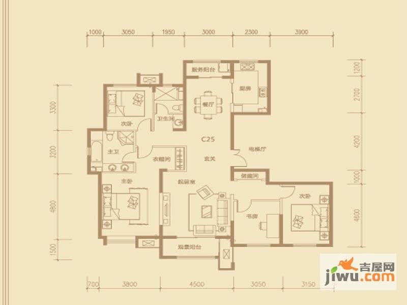 茂华紫苑公馆4室2厅2卫179㎡户型图