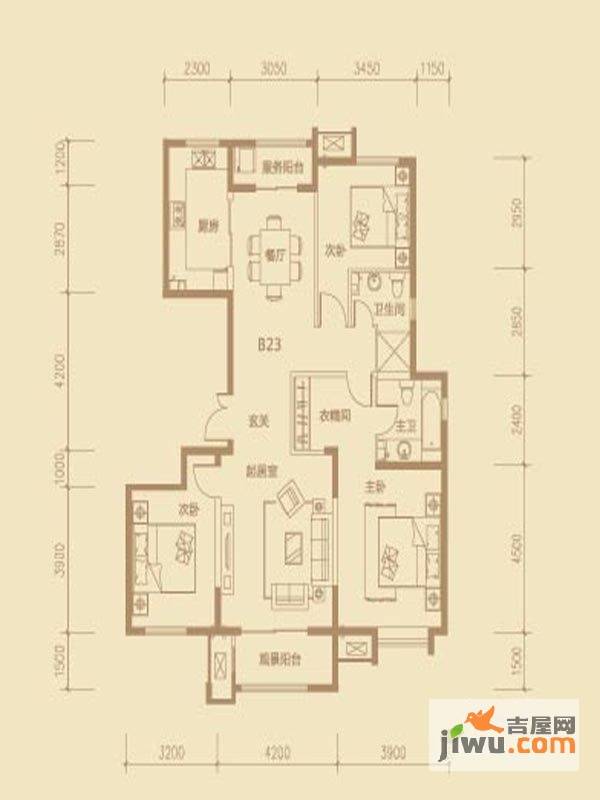 茂华紫苑公馆3室2厅2卫150.7㎡户型图