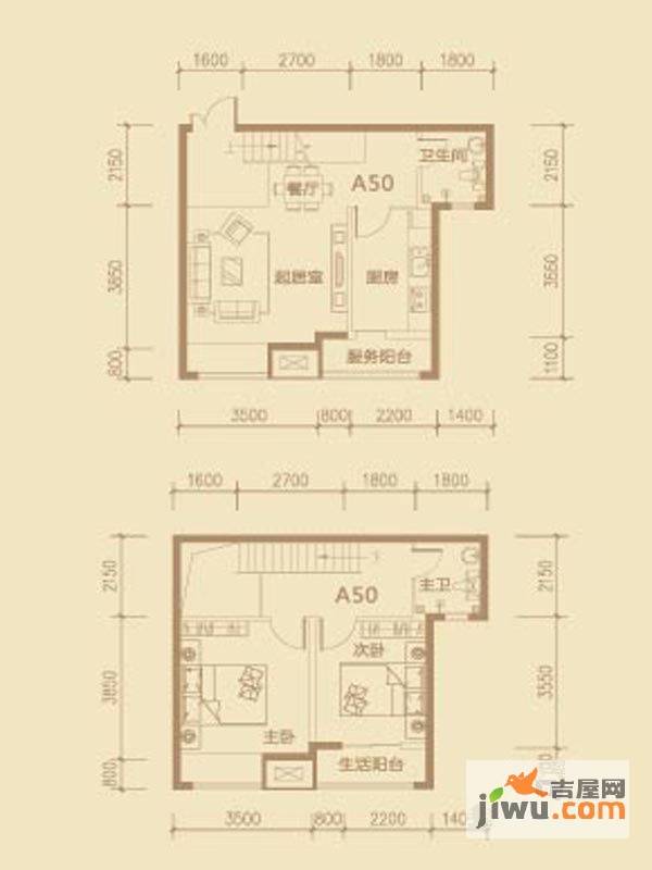 茂华紫苑公馆2室2厅2卫115.2㎡户型图