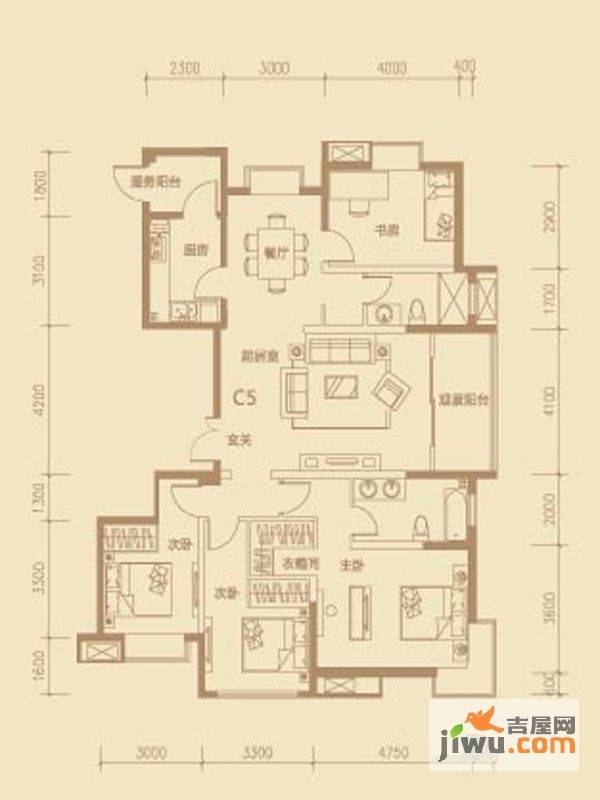 茂华紫苑公馆4室2厅2卫170.5㎡户型图