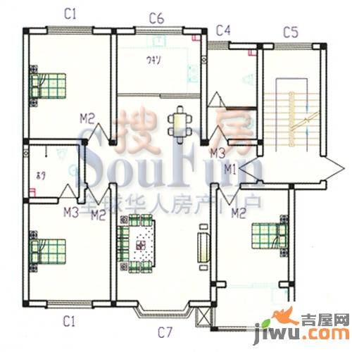 三友华锦苑3室2厅2卫115.5㎡户型图