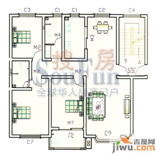 三友华锦苑3室2厅2卫115.5㎡户型图