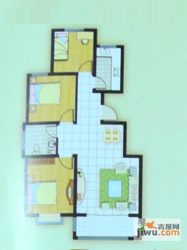 莲湖花园3室2厅1卫100㎡户型图