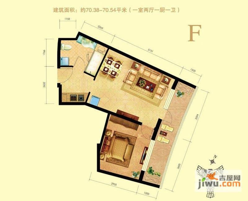 海天翼（海天印象）2室2厅1卫116㎡户型图