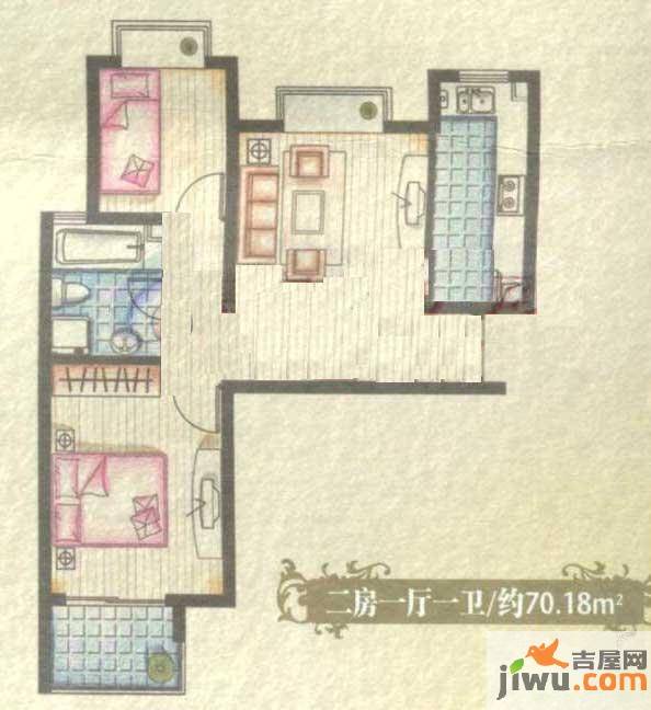 和欣国际花园2室2厅1卫70.2㎡户型图