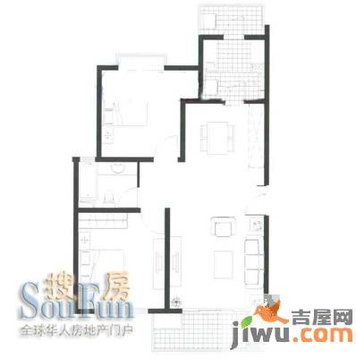 三花现代城三期金2室2厅2卫107㎡户型图