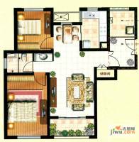 龙泽园六期领翔2室2厅1卫94.8㎡户型图