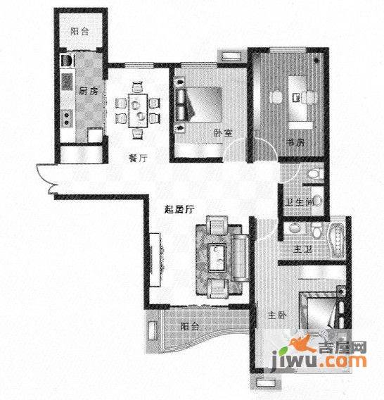 蘭苑3室2厅1卫137.5㎡户型图