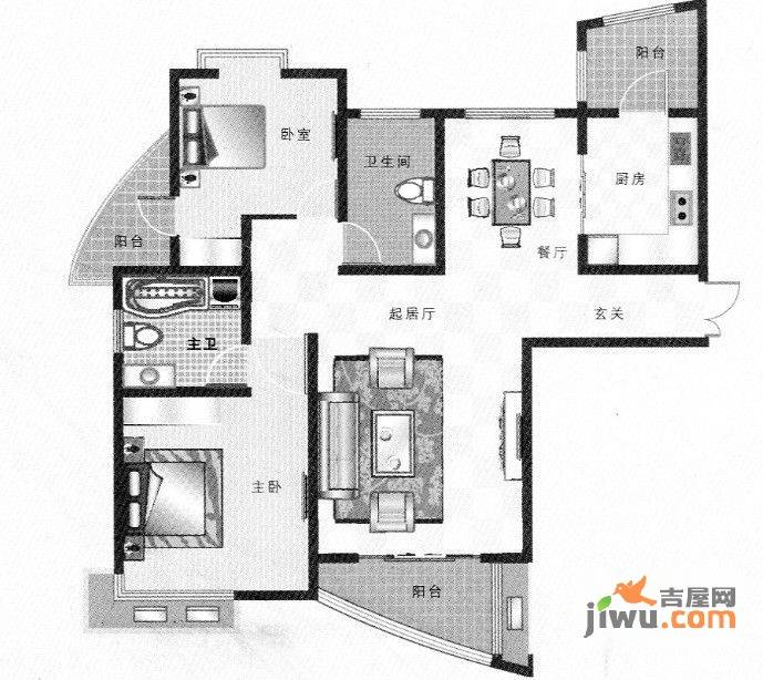 蘭苑3室2厅1卫137.5㎡户型图