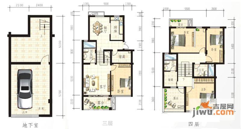 桃源小洲4室2厅3卫119㎡户型图