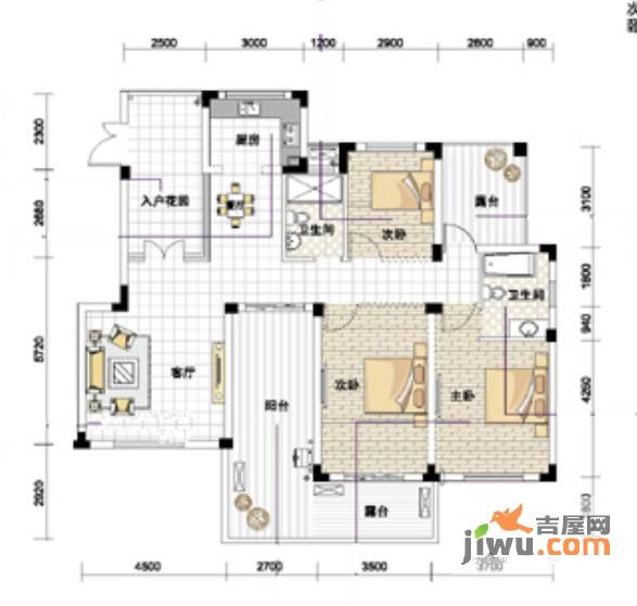 紫园3室2厅2卫140.8㎡户型图