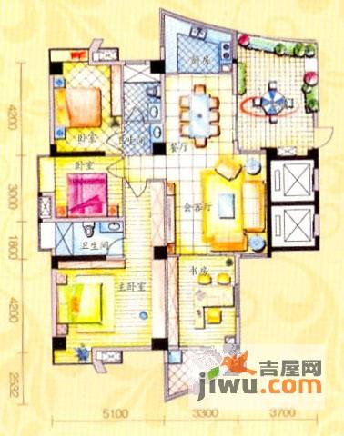 新亚香榭水岸4室2厅2卫175㎡户型图