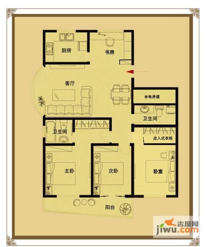 东豪名都4室2厅2卫160㎡户型图