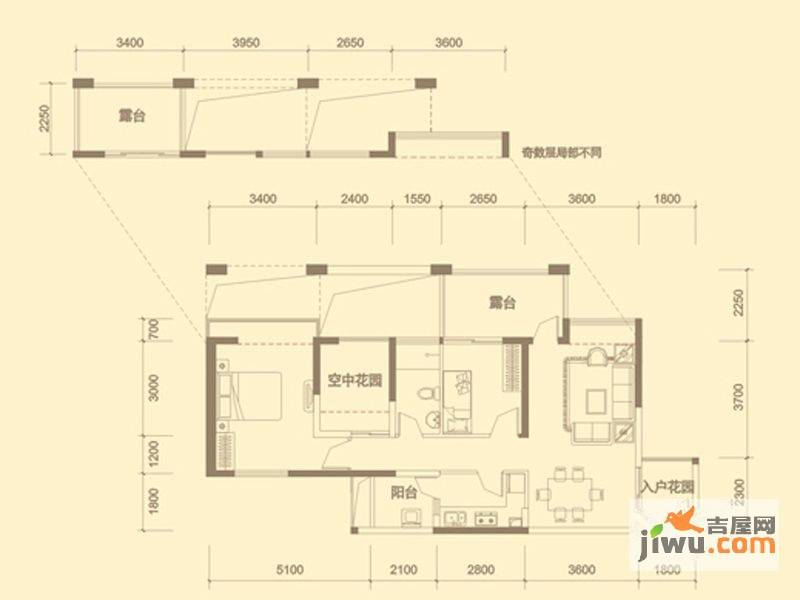 信义湛宝广场2室2厅1卫85㎡户型图