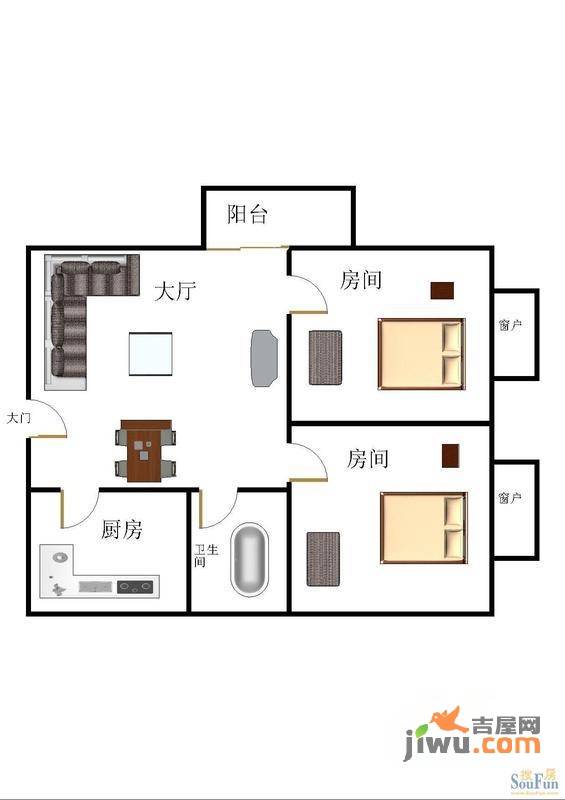 阳光海滨花园2室2厅1卫户型图