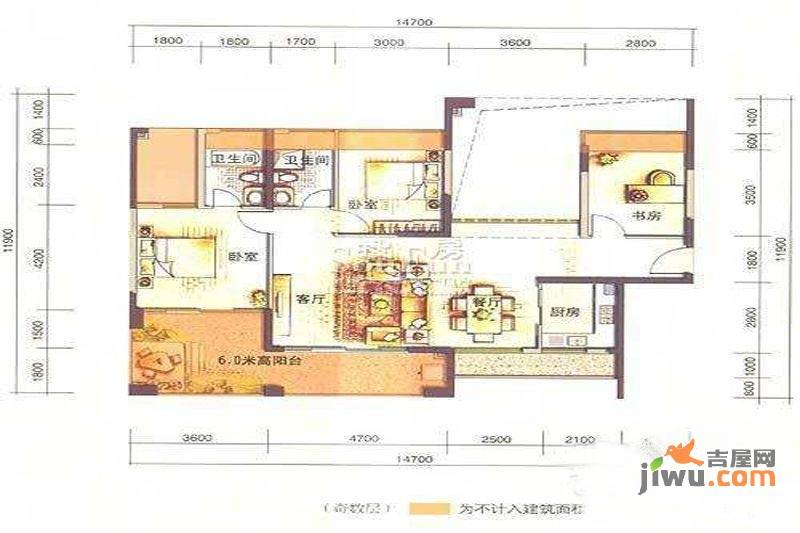 融富花园二期3室2厅2卫102㎡户型图