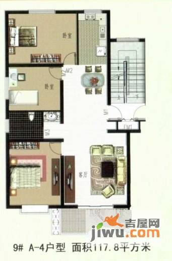 银丰佳园3室2厅1卫117.8㎡户型图