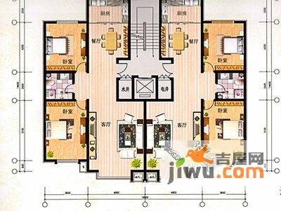 鸿徳·和谐新城2室2厅1卫121.4㎡户型图