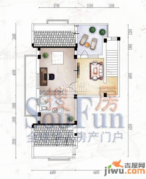 桃源山庄尊峪3室3厅2卫141.3㎡户型图