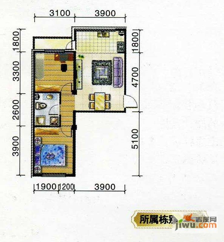 卓越上乘2室2厅1卫70㎡户型图