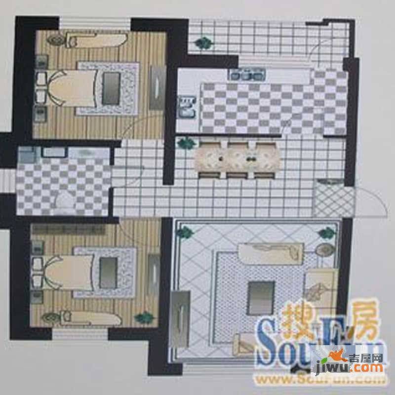 湿地公园三期2室1厅1卫84㎡户型图