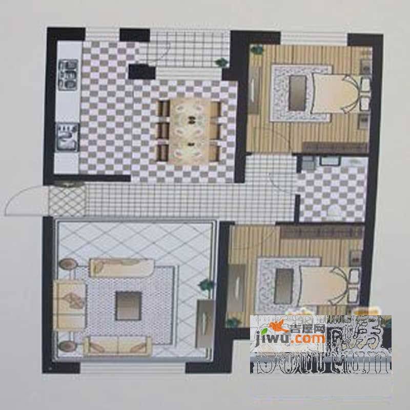 湿地福苑二期2室1厅1卫97㎡户型图