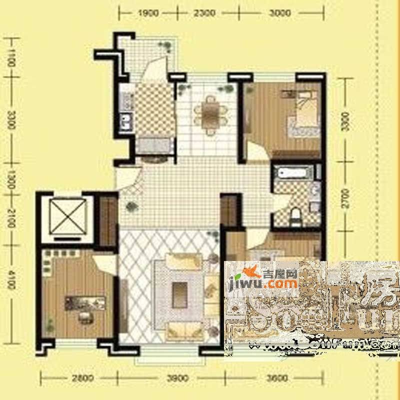 湿地福苑二期3室2厅1卫110.7㎡户型图