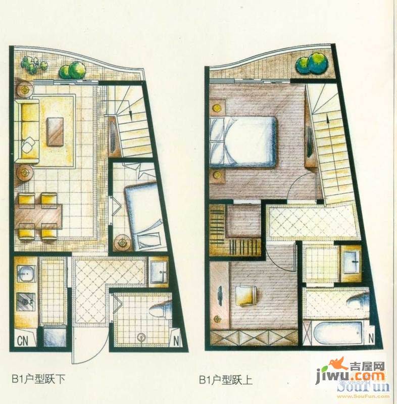 洱海国际生态城4室2厅1卫64.3㎡户型图