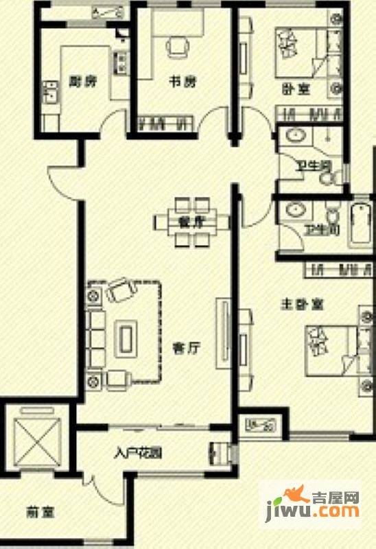 名人国际3室2厅2卫144.7㎡户型图