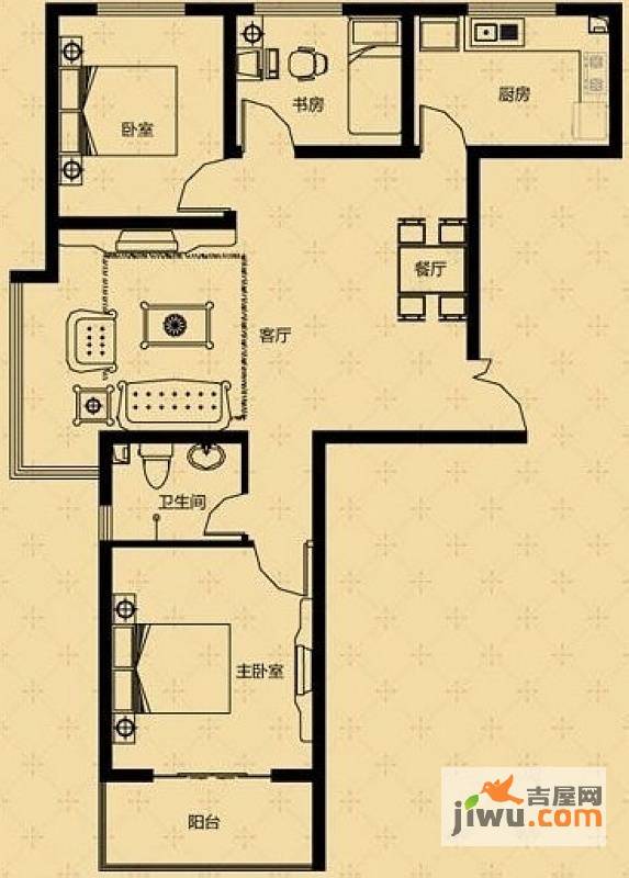 万和世家3室2厅1卫96.1㎡户型图