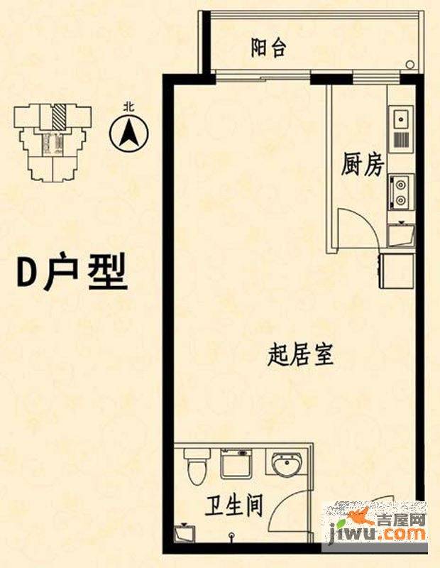 凤凰国际1室0厅1卫户型图