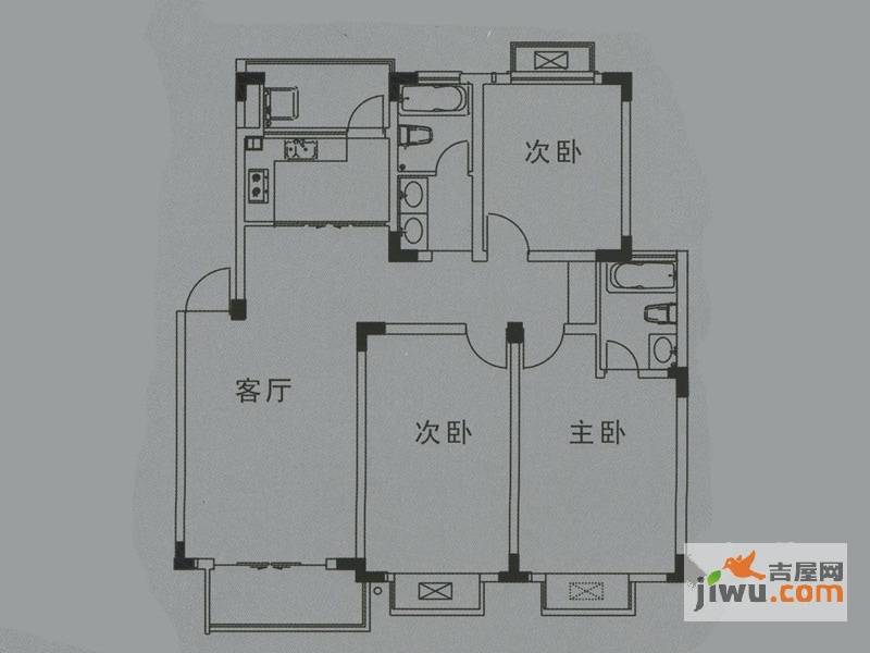 铂领公馆3室2厅2卫120㎡户型图