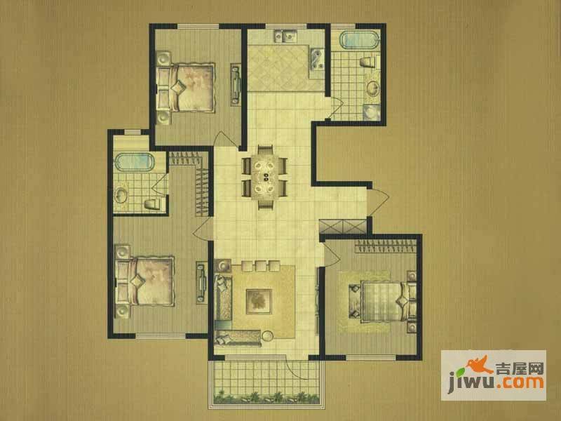 金域蓝湾3室2厅2卫140㎡户型图