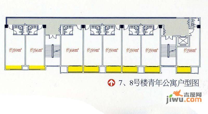 新港名仕花园1室1厅1卫59㎡户型图