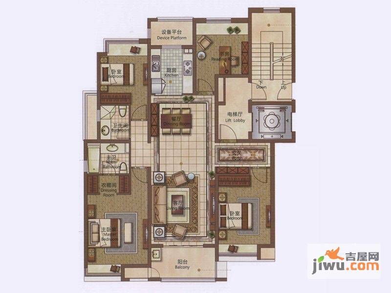 万科城4室2厅2卫143㎡户型图