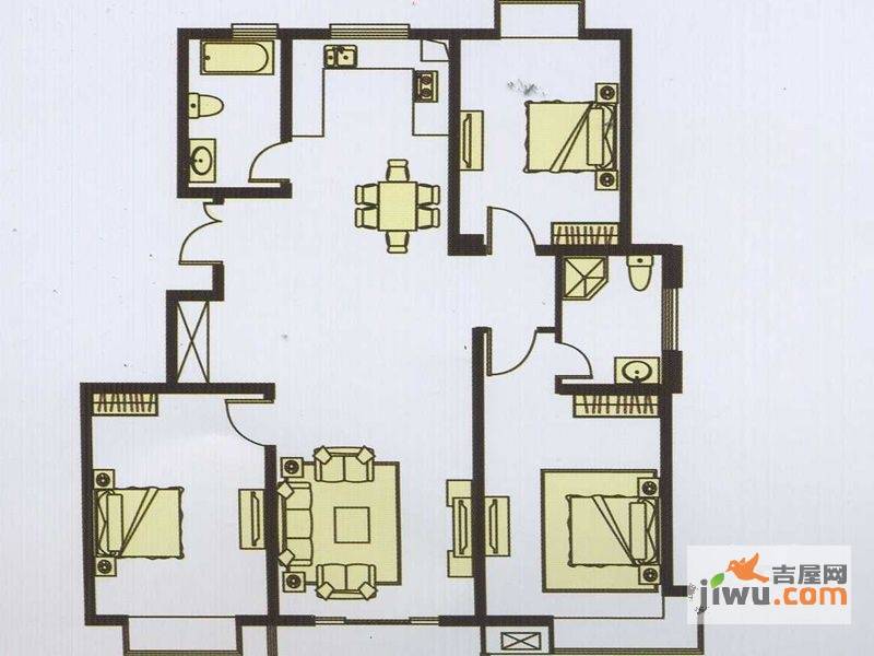 瘦西湖名苑3室2厅2卫128.1㎡户型图