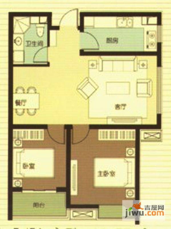 武阳秀美2室2厅1卫89.6㎡户型图