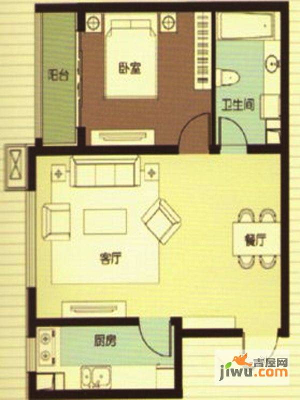 武阳秀美1室2厅1卫76.5㎡户型图