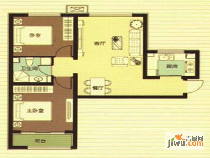 武阳秀美2室2厅1卫84.1㎡户型图