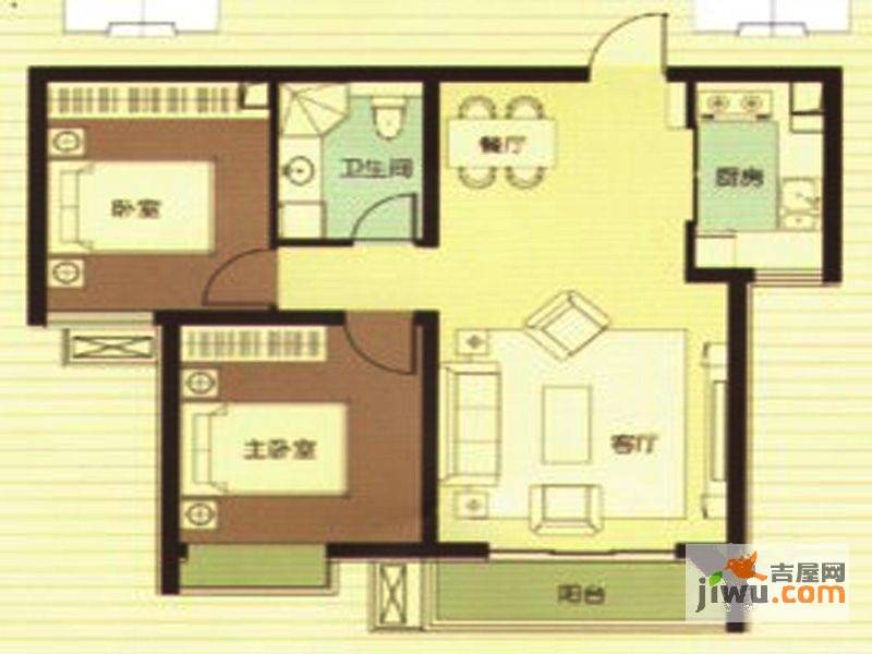 武阳秀美2室2厅1卫85.8㎡户型图