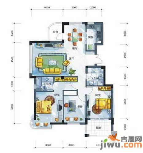 泊林漫谷3室2厅2卫133.4㎡户型图