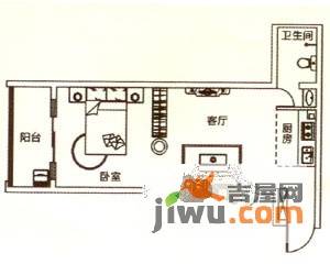 中房公园九号1室1厅1卫56㎡户型图