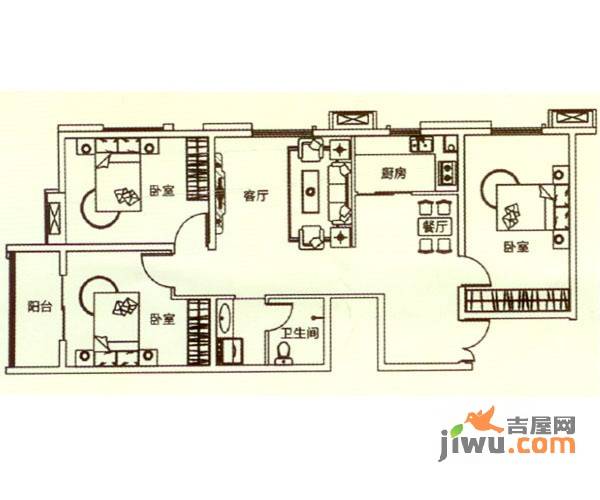 中房公园九号1室1厅1卫56㎡户型图